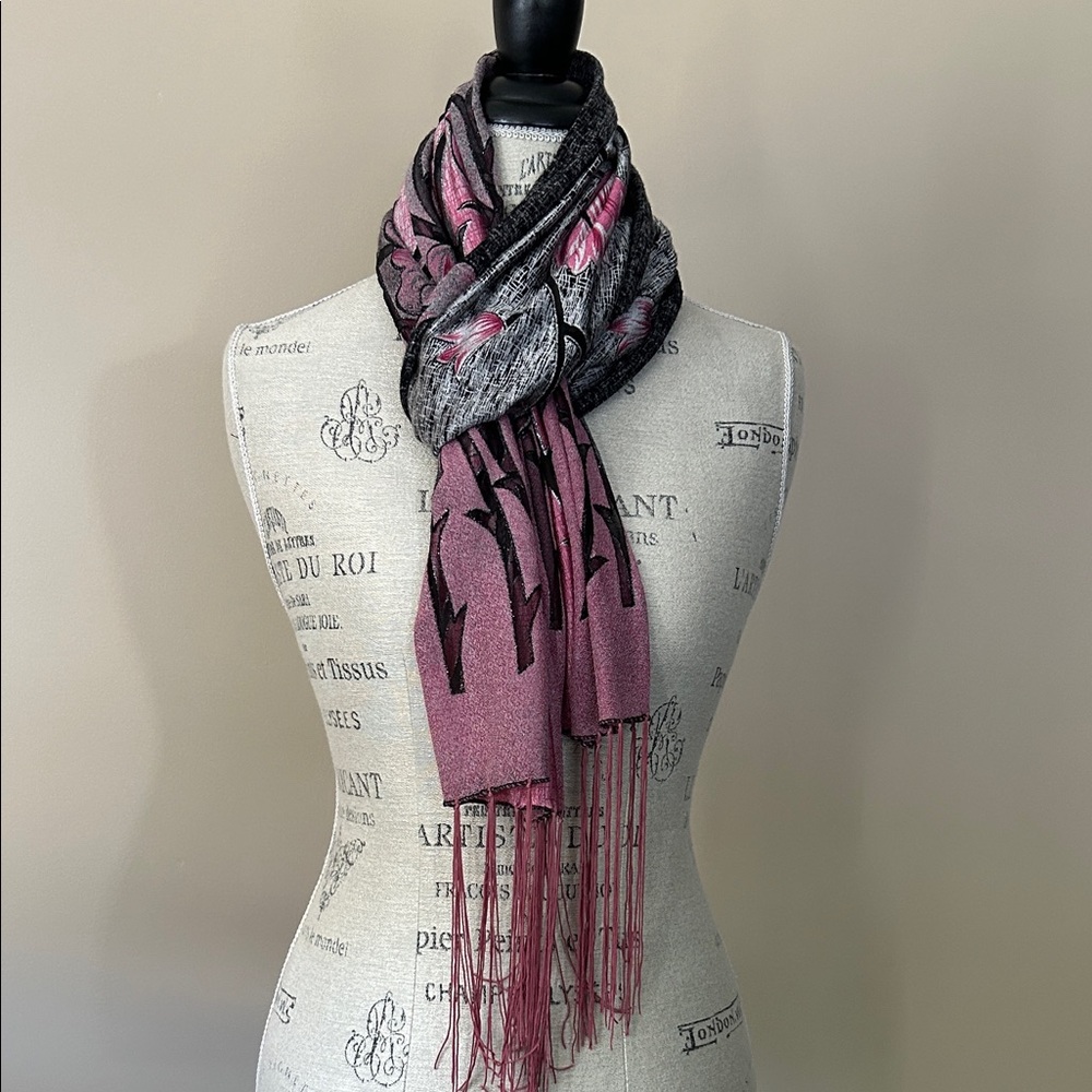 Women’s Pink and Black Dresses Scarf, Lightweight